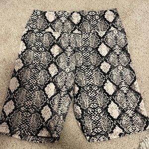 snake print biker shorts